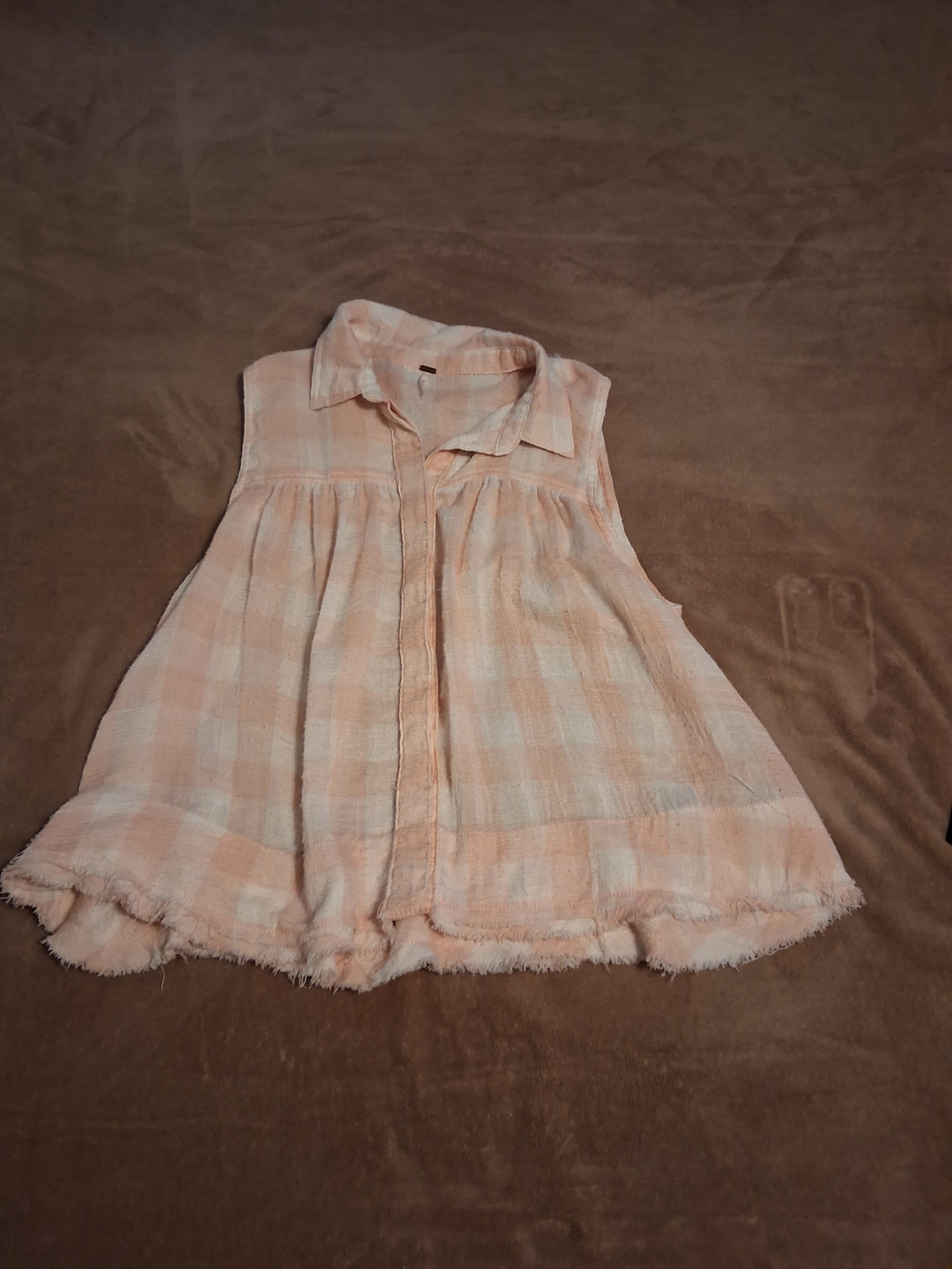 Free People "Hey There Sunrise" Sleeveless Button Down Top Size Large
